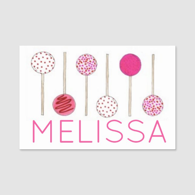 Pink Frosted Cake Pops Bakery Pastry Chef Name Tag (Front)
