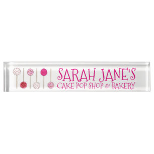 Pink Frosted Cake Pops Bakery Pastry Chef Nameplate