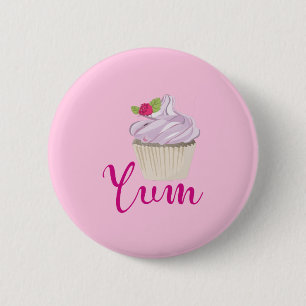 Pink Frosted Cupcake Yum! 2 Inch Round Button