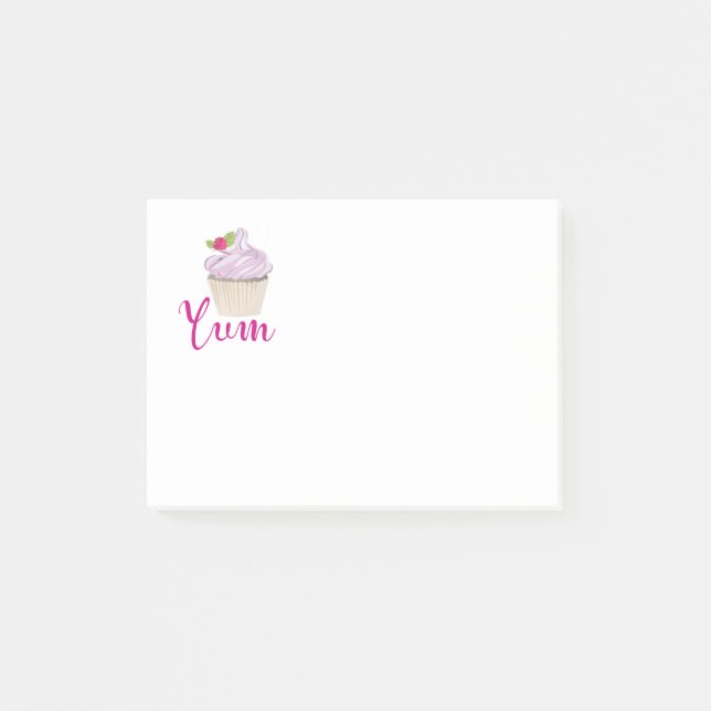 Pink Frosted Cupcake Yum! Post-it Notes (Front)