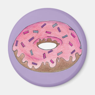 Pink Frosted Doughnut Doughnut Sprinkles Junk Food Magnet