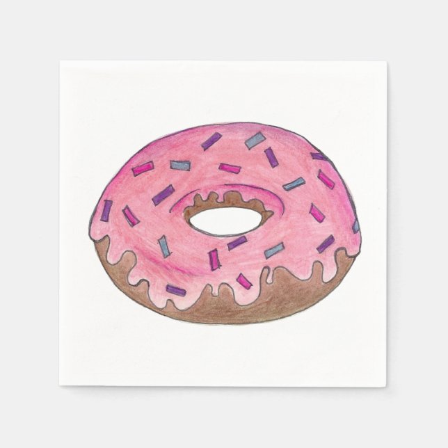 Pink Frosted Doughnut Doughnut w/ Sprinkles Napkin (Front)