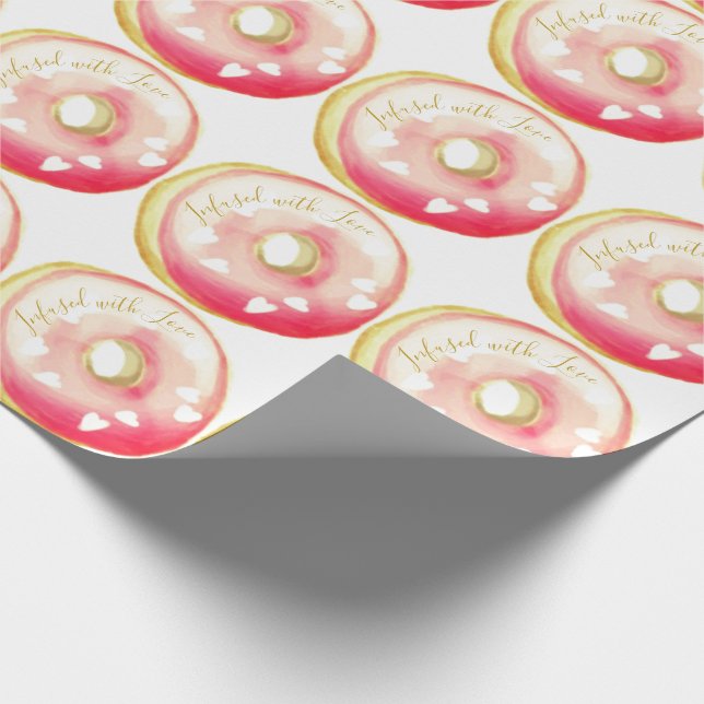 Pink Frosted Doughnut  "Infused with Love"  Templa Wrapping Paper (Corner)