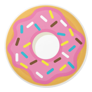Pink Frosted Doughnut with Sprinkles Ceramic Knob