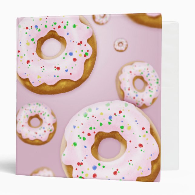 Pink Frosted Doughnuts with Sprinkles Pattern Binder (Front/Inside)