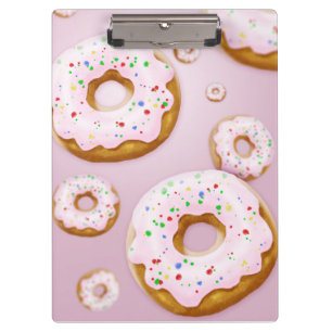 Pink Frosted Doughnuts with Sprinkles Pattern Clipboard