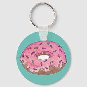 Pink Frosted Foodie Doughnut Doughnut w/ Sprinkles Keychain