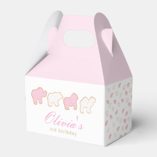 Pink Frosted sprinkle Animal Cookie birthday guest Favor Box