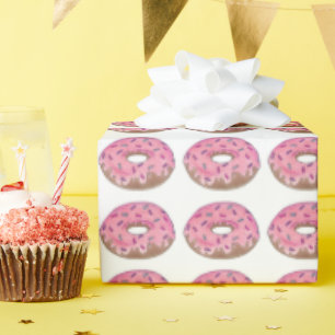 Pink Frosted Strawberry Doughnut Doughnut Sprinkle Wrapping Paper