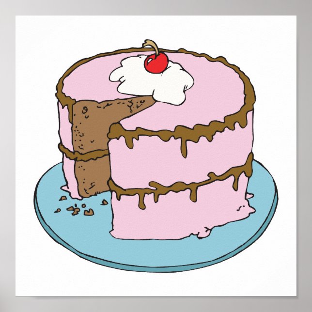 pink frosting chocolate cake poster (Front)