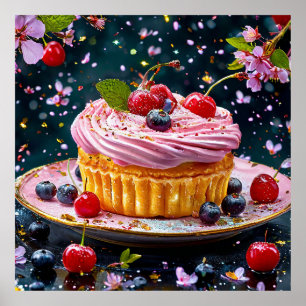 🧁 Pink Frosting Cupcake Food Art Kitchen Decor