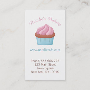 Pink Frosting Cupcake Patisserie Watercolour Business Card