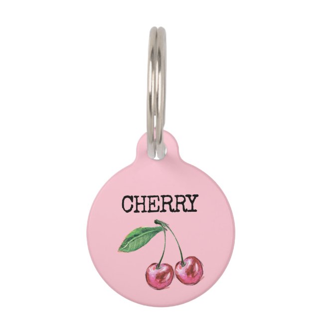 Pink Fruit Cherry Pet Tag (Front)