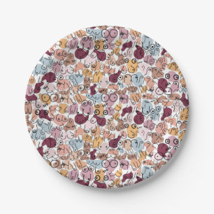 pink fu woman feminist paper plate