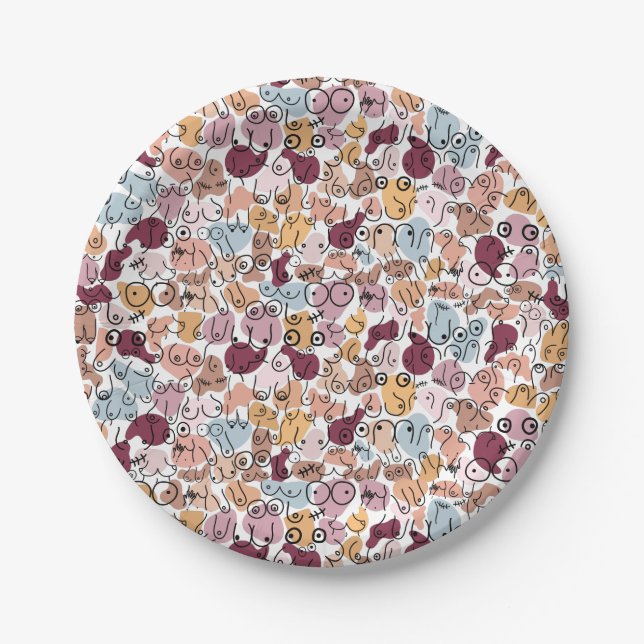 pink fu woman feminist paper plate (Front)