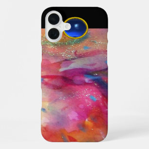 PINK FUCHSIA ABSTRACT Blue Sapphire Gemstone iPhone 16 Plus Case