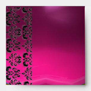 PINK FUCHSIA BLACK DAMASK Purple Amethyst Gold Envelopes