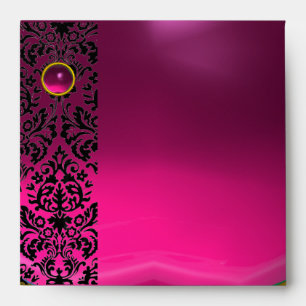 PINK FUCHSIA BLACK DAMASK Purple Amethyst Gold Envelopes