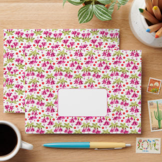Pink Fuchsia Floral Pattern – Retro Botanical Envelope