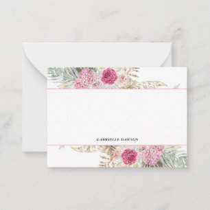 Pink Fuchsia Floral Personalized Note Cards