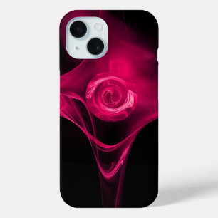 PINK FUCHSIA FRACTAL ROSE iPhone 15 CASE