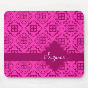 Pink Fuchsia & Magenta Arabesque Moroccan Graphic Mouse Pad