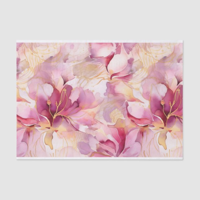 Pink Fuchsia Modern Abstract Lilies Tissue Paper (Front)