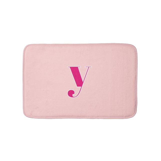 Pink & Fuchsia Personalized Monogram Initial  Bath Mat (Front)