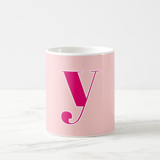 Pink & Fuchsia Personalized Monogram Initial  Coffee Mug (Center)