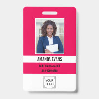 Pink Fuchsia Photo Employee Logo QR CODE Security