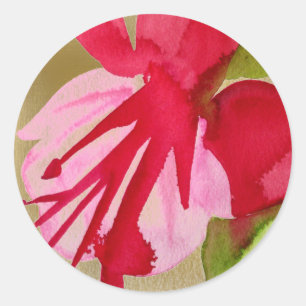 Pink Fuchsia pop art watercolour flower Classic Round Sticker