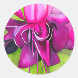 Pink Fuchsia pop art watercolour flower Classic Round Sticker