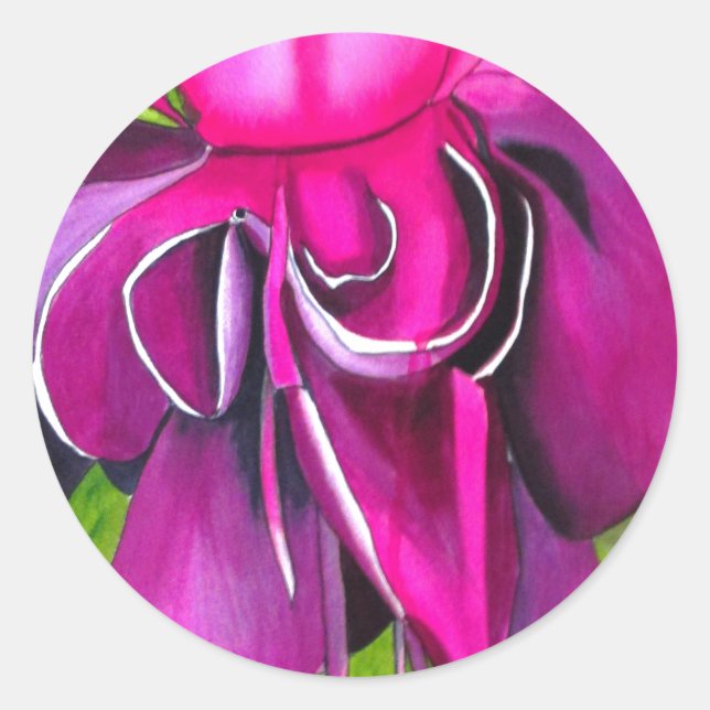Pink Fuchsia pop art watercolour flower Sticker (Front)