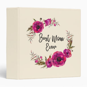 Pink Fuchsia Poppy Wreath  Best Mom Ever Binder