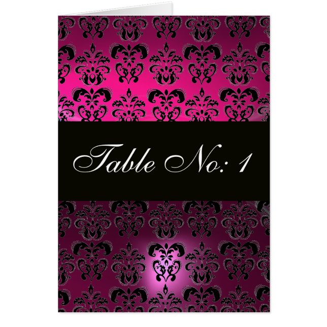 PINK FUCHSIA PURPLE BLACK DAMASK TABLE SIÈGE (Devant)