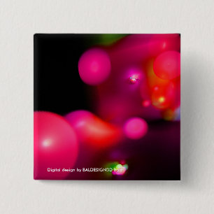 PINK FUCHSIA PURPLE BLACK FRACTAL BUBBLES 2 INCH SQUARE BUTTON