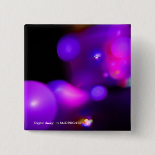 PINK FUCHSIA PURPLE BLACK FRACTAL BUBBLES 2 INCH SQUARE BUTTON