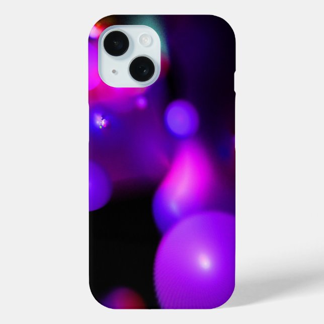 PINK FUCHSIA PURPLE FRACTAL BUBBLES IN BLACK Case-Mate iPhone CASE (Back)
