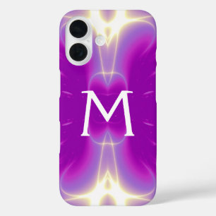 PINK FUCHSIA PURPLE FRACTAL LIGHT WAVES MONOGRAM iPhone 16 CASE