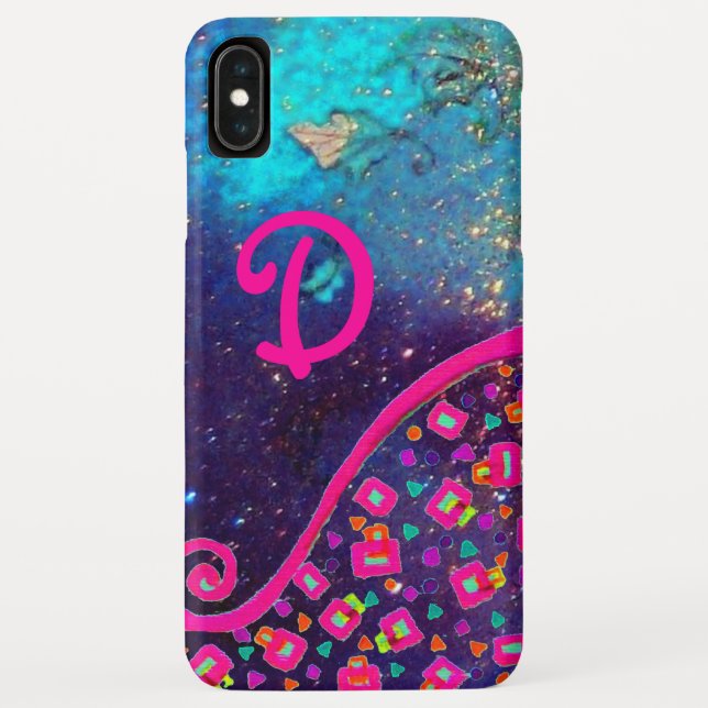PINK FUCHSIA TURQUOISE BLUE ABSTRACT DECO MONOGRAM Case-Mate iPhone CASE (Back)