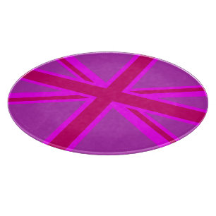 Pink Fuchsia Union Jack Flag Design Cutting Board