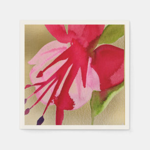 Pink Fuchsia watercolour flower floral decor Napkin