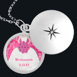 Pink Fuchsia Wedding Bridesmaid Necklace<br><div class="desc">Keepsake Necklaces Choose either Silver Plated Gold Finish or Sterling Silver Unique Personalized Custom Wedding Keepsake Wedding Party Necklaces - to change background colour - click customize - click edit - choose last tool in drop down menu and choose from one of the colours shown or enter your rgb hex...</div>