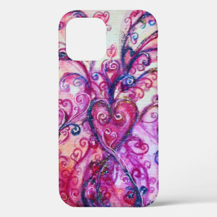 PINK FUCHSIA WHIMSICAL FLOURISHES WITH HEART iPhone 12 CASE