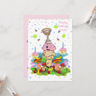 Pink FUN Cupcake Happy Birthday Invitation 
