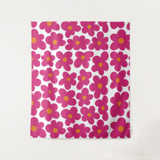 Pink Fun Floral Pattern Tapestry