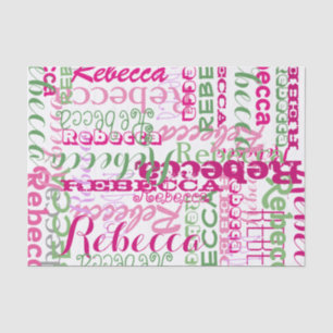 Pink Fun Name Collage Allover Print Tissue Paper