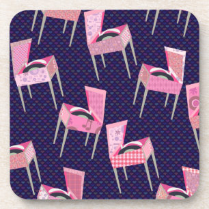 Pink Fun Record Players Art Pattern Fifties Coaster