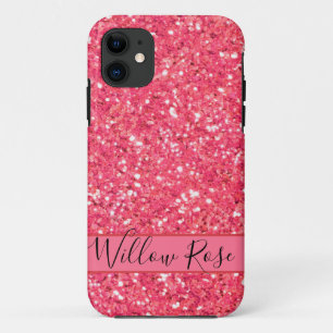 Pink fun sparkle glitter pattern, gift for her  iPhone 11 case