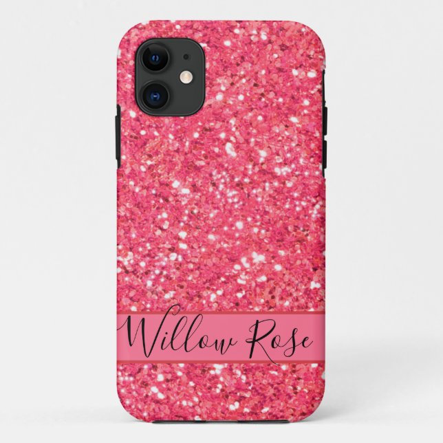 Pink fun sparkle glitter pattern, gift for her  Case-Mate iPhone case (Back)